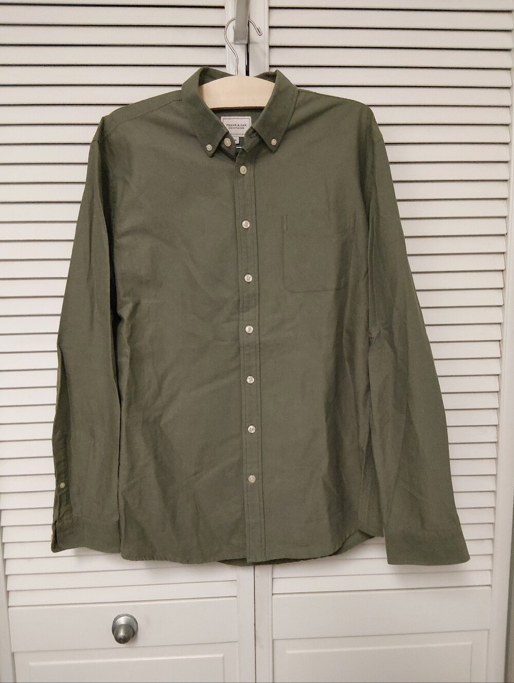 Frank & Oak Military Green Oxford Button-Down Casual Shirt